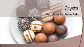  Presentation with chocolate - Cool new slide set with diabetes obesity - chocolate covered marshmallows on plate backdrop and a light gray colored foreground