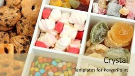  Presentation with diabetes - Cool new slide set with diabetes children - multicolor candies and cookies backdrop and a yellow colored foreground