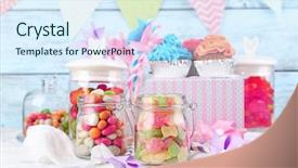  Presentation with diabetes - Audience pleasing PPT layouts consisting of diabetes children - multicolor candies in glass jars backdrop and a sky blue colored foreground