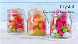  Presentation with multicolor - Amazing slide deck having diabetes children - multicolor candies in glass jars backdrop and a sky blue colored foreground