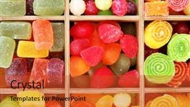  Presentation with multicolor - Cool new slides with diabetes children - multicolor candies in wooden box backdrop and a red colored foreground