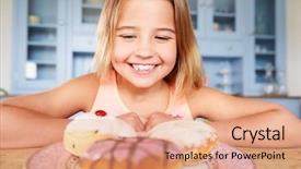  Presentation with young children - Presentation design featuring diabetes children - young girl sitting at table background and a coral colored foreground