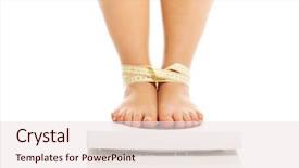  Presentation with business woman standing on maze - Colorful PPT theme enhanced with diabetic foot - overweight woman standing backdrop and a sky blue colored foreground