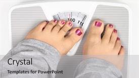 Presentation with obesity cartoon feet on bathroom - PPT layouts having diabetic foot - woman s feet on bathroom background and a light gray colored foreground