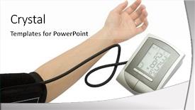  Presentation with blood pressure - Colorful presentation design enhanced with diabetic medical - checking the blood pressure backdrop and a white colored foreground