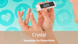  Presentation with blue line - PPT layouts with diabetic woman using blood glucose background and a coral colored foreground