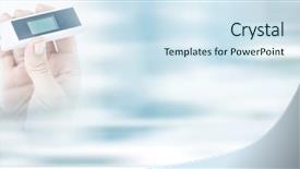  Presentation with blood - PPT theme consisting of diabetic woman using blood glucose background and a sky blue colored foreground