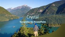  Presentation with beautiful landscapes - Beautiful presentation theme featuring diablo-lake-in-north-cascades backdrop and a ocean colored foreground