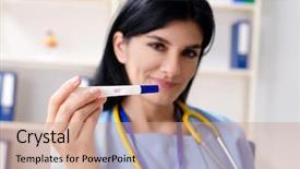  Presentation with gynecologist - Amazing theme having diagnoil striped - female doctor gynecologist working backdrop and a coral colored foreground