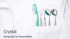  Presentation with dentist - PPT theme with diagnosis dental - white dentist pocket with toothbrush background and a sky blue colored foreground