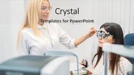  Presentation with vision - PPT theme having diagnostic of vision oculist cabinet background and a light gray colored foreground