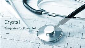  Presentation with testing - Audience pleasing PPT layouts consisting of diagnostic testing - stethoscope on the cardiogram backdrop and a  colored foreground