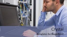  Presentation with diagnostics - Audience pleasing theme consisting of diagnostics of servers in data backdrop and a seafoam green colored foreground