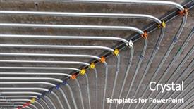  Presentation with pipes - PPT theme featuring diagonal lines - pipes on ceiling wall background and a gray colored foreground