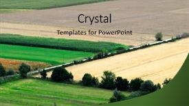  Presentation with farming - Audience pleasing presentation theme consisting of diagonal lines of a european farming countryside backdrop and a coral colored foreground