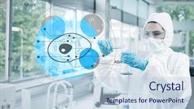  Presentation with cell - Beautiful PPT theme featuring diagram interface in the lab backdrop and a sky blue colored foreground