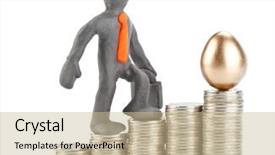  Presentation with gold egg - Presentation theme with diagram of growth from coins gold egg and plasticine businessman background and a soft green colored foreground