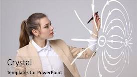  Presentation with physics - Amazing PPT theme having diagram of the electric field backdrop and a soft green colored foreground