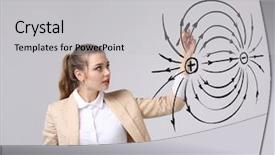  Presentation with physics - PPT layouts featuring diagram of the electric field background and a light gray colored foreground