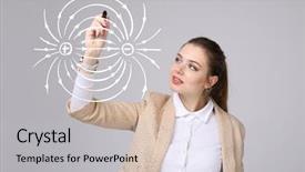  Presentation with physics - Amazing PPT theme having diagram of the electric field backdrop and a light gray colored foreground