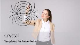  Presentation with physics - PPT theme consisting of diagram of the electric field background and a light gray colored foreground