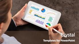  Presentation with elegant business social media - Presentation design having diagrams on tablet with pencil background and a tawny brown colored foreground