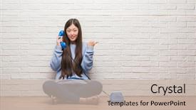  Presentation with medicina tradicional chinesa chinese herb - Theme having dial - young chinese woman calling using background and a soft green colored foreground