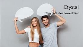  Presentation with pretend - PPT layouts enhanced with dialog - couple pretend that talking gray background and a light gray colored foreground