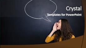  Presentation with bubble - Slides featuring dialog - profile of charming young woman background and a dark gray colored foreground