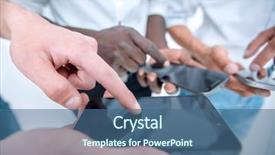  Presentation with smartphones - PPT theme enhanced with dials - close up a group background and a ocean colored foreground