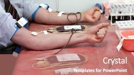  Presentation with dialysis - PPT theme featuring dialysis medical - blood donors in medicine laboratory background and a coral colored foreground