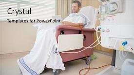 Presentation with medical renal - Presentation having dialysis medical - male patient using tablet computer background and a soft green colored foreground