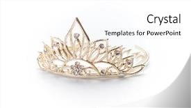  Presentation with crown - Amazing presentation theme having diamond award - isolated golden tiara crown backdrop and a white colored foreground