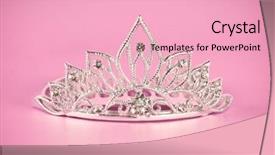  Presentation with award - PPT layouts consisting of diamond award - tiara or diadem on pink background and a lemonade colored foreground