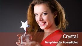  Presentation with award winning - Cool new slide set with diamond award - woman winning the beauty contest backdrop and a tawny brown colored foreground