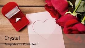  Presentation with valentines day - Slides enhanced with diamond engagement ring red roses background and a coral colored foreground