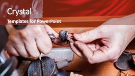  Presentation with golden 50th class reunion - Colorful presentation design enhanced with diamond gems - jeweler polishes golden earring backdrop and a tawny brown colored foreground