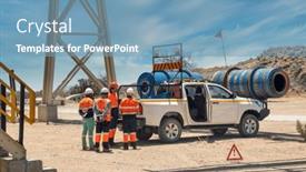  Presentation with coal mining mine - PPT layouts consisting of diamond-mine-managerial-team-discussing background and a teal colored foreground