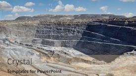  Presentation with diamond - Slide set with diamond-mine-open-pit-panoramic background and a coral colored foreground