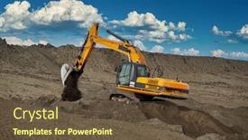  Presentation with mining - Colorful slide deck enhanced with diamond-mining-in-open-pit backdrop and a tawny brown colored foreground