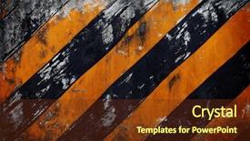  Presentation with diamond plate - Slides enhanced with diamond plate - black and yellow lines background and a tawny brown colored foreground