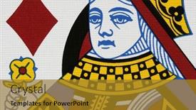  Presentation with diamonds - PPT theme having diamonds-queen-portrait-close-up background and a gold colored foreground