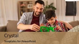  Presentation with dinosaur - Slide deck having dianousaurs - family fatherhood and people concept background and a coral colored foreground