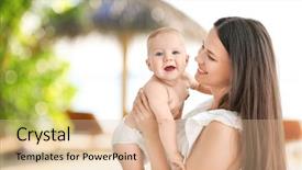  Presentation with diaper - Audience pleasing PPT theme consisting of diaper - young mother with little son backdrop and a lemonade colored foreground