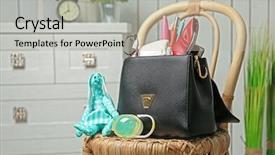 Presentation with diaper - Audience pleasing presentation theme consisting of diaper bag - maternity concept female handbag full backdrop and a light gray colored foreground