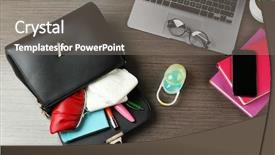  Presentation with maternity - Slide deck enhanced with diaper bag - maternity concept female handbag full background and a gray colored foreground