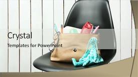  Presentation with maternity - PPT theme consisting of diaper bag - maternity concept female handbag full background and a sky blue colored foreground
