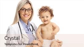  Presentation with baby doctor - Cool new slide deck with diapet - female pediatrician doctor backdrop and a lemonade colored foreground
