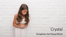  Presentation with white brick wall - Cool new PPT theme with diarrhea - young hispanic kid over white backdrop and a light gray colored foreground