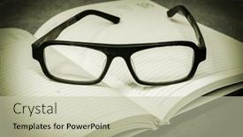  Presentation with vintage diary - Slide set consisting of diary-and-glasses-vintage-style background and a mint green colored foreground